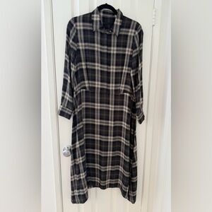 Jenni Kayne Plaid Button Front Midi Shirt Dress Belted Lightweight, m or l